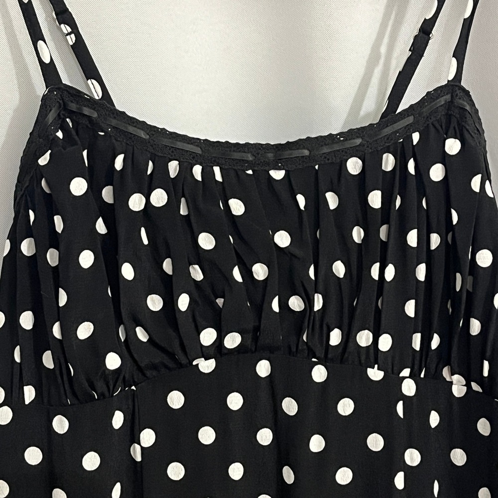 No Boundaries Maxi Slip Dress Women M Black White Polka Dot Retro Rockabilly 90s - Picture 9 of 15